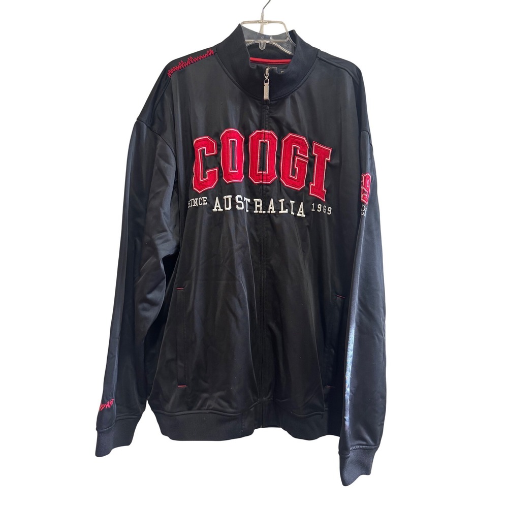 Coogi Australia Mens Full Zip Track Jacket Black Red 4XL Big & Tall‎ Streetwear